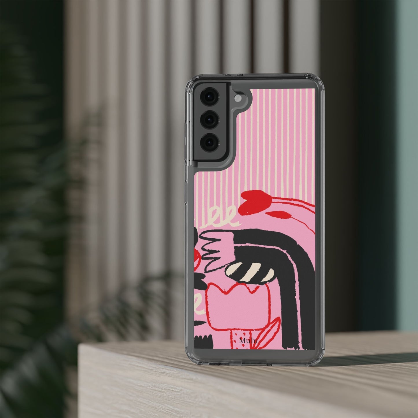Clear Impact-Resistant Case — Pink Cute Heart Cartoon Design
