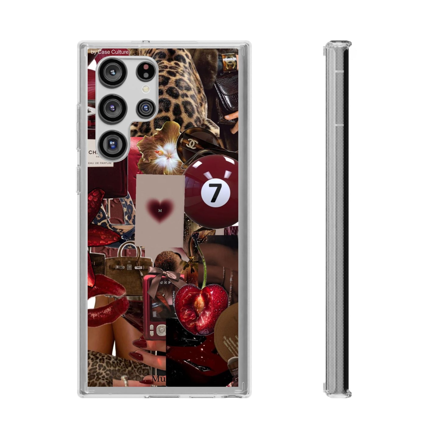 Clear Impact-Resistant Phone Case — Retro Cherry Collage Design