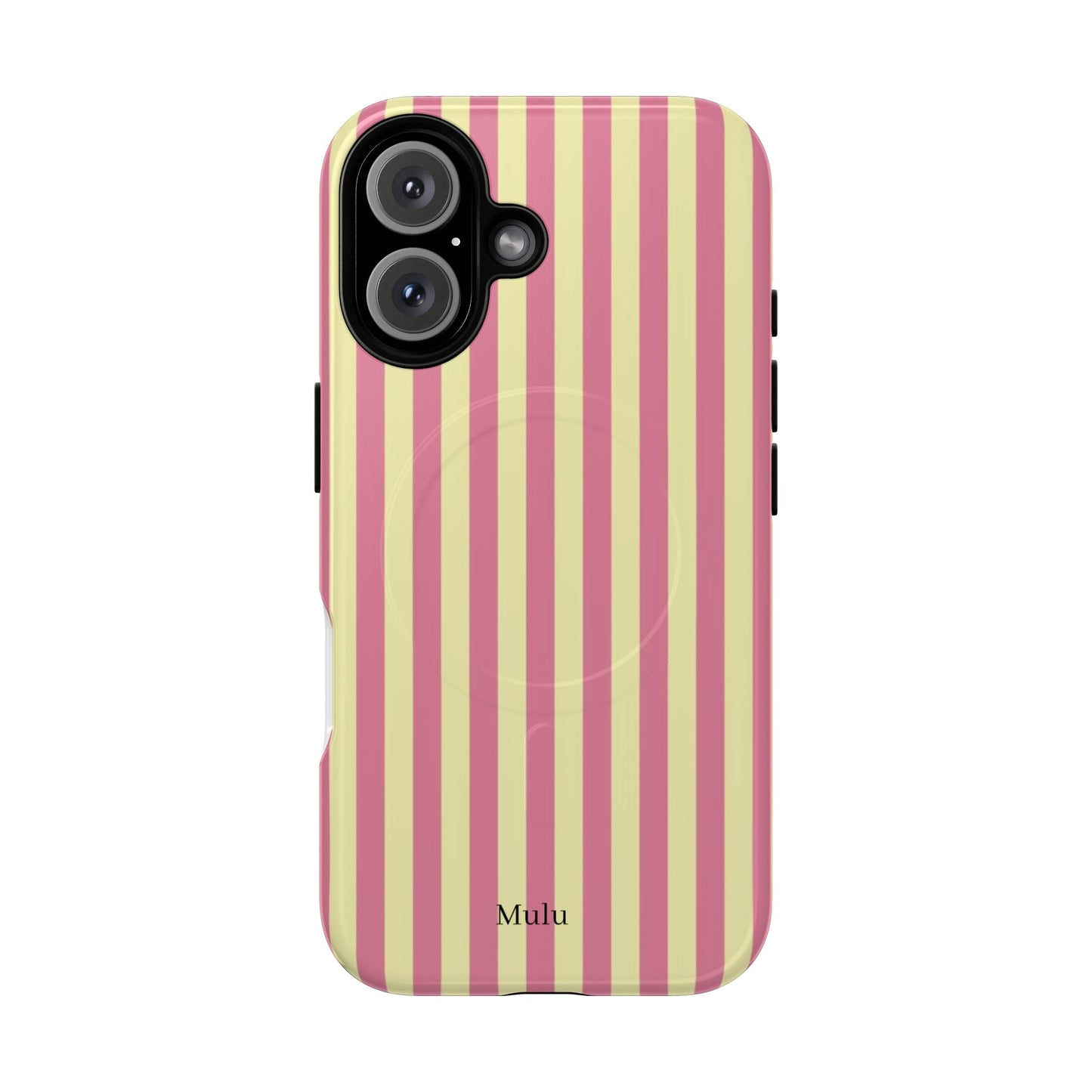 Striped Pink & Yellow Magnetic Tough Phone Case — Retro Pastel Protection