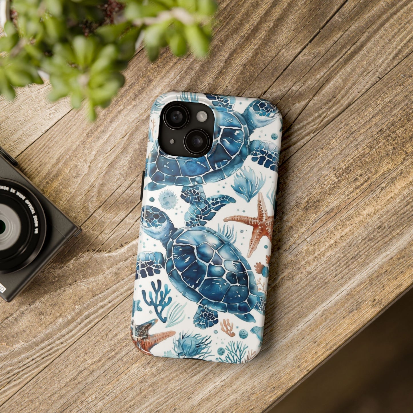 Sea Turtle Tough Phone Case — Blue Ocean Marine Life Protective Cover