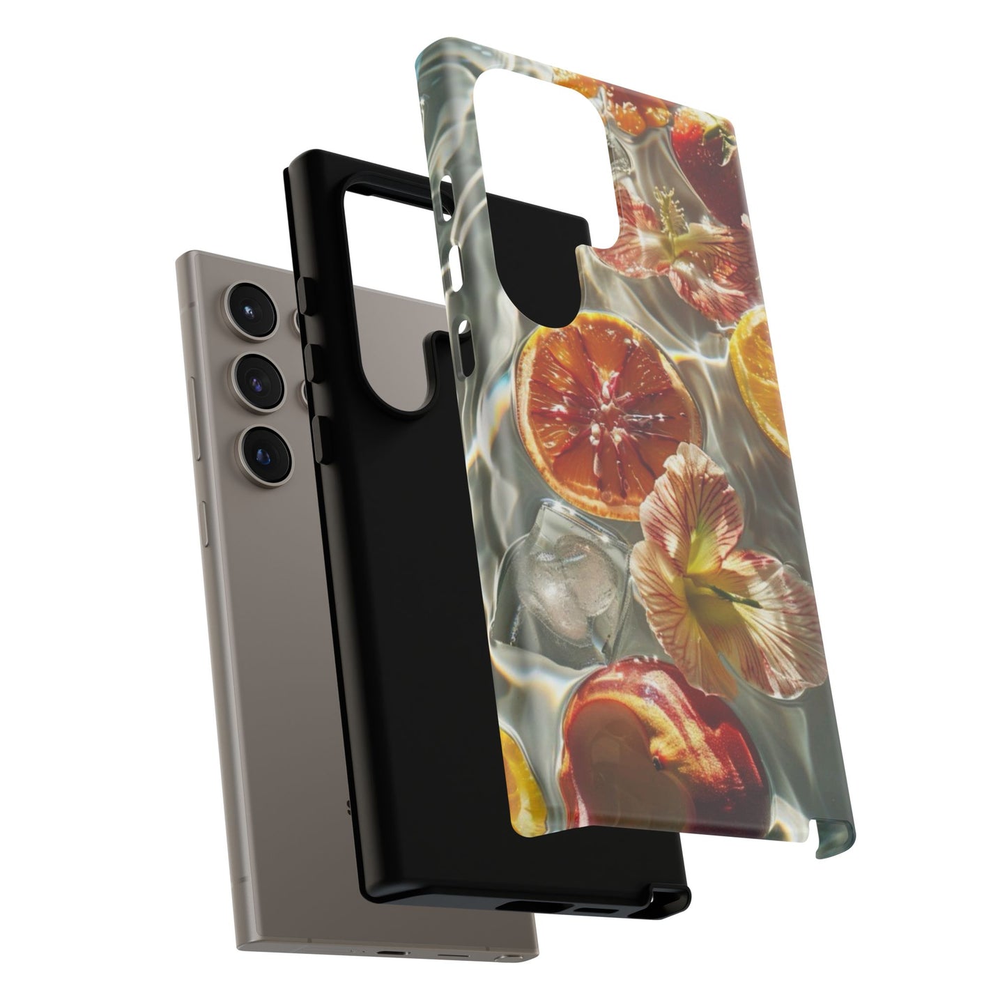 Citrus & Hibiscus Protective Phone Case – Summer Fruit Water Print Tough Case