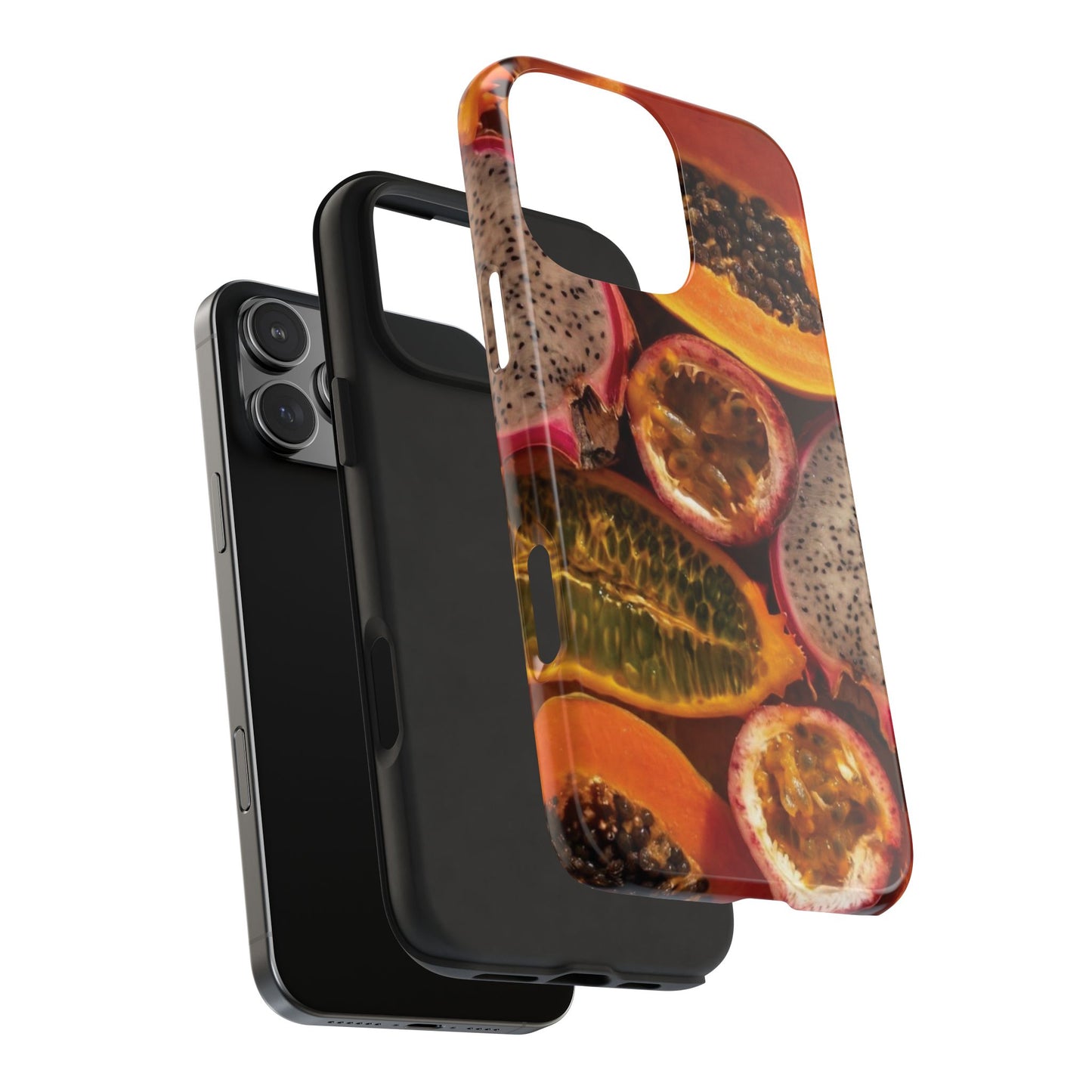 Tropical Fruit Tough Phone Case — Papaya & Dragon Fruit Design