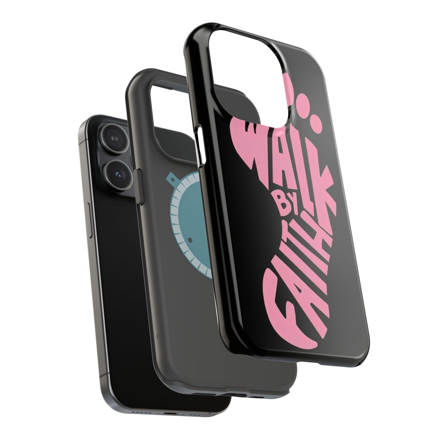 Phone Case — "Walk By Faith" Pink Footprint Magnetic Impact-Resistant Case