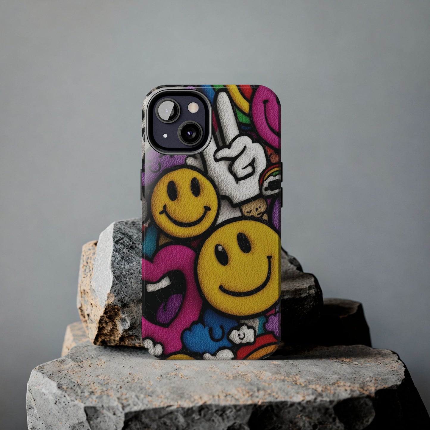 Smiley Graffiti Tough Phone Case – Colorful Urban Art Protection