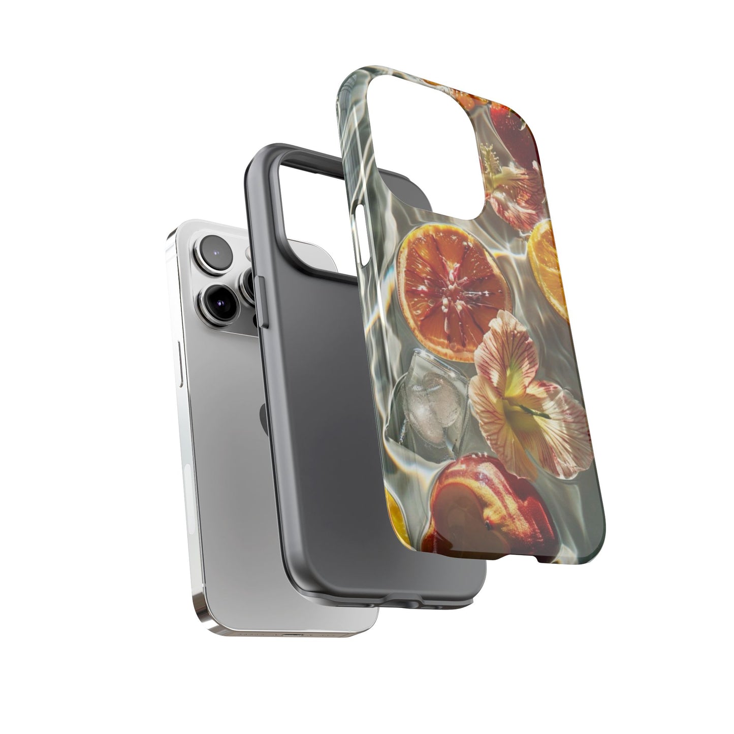 Citrus & Hibiscus Protective Phone Case – Summer Fruit Water Print Tough Case