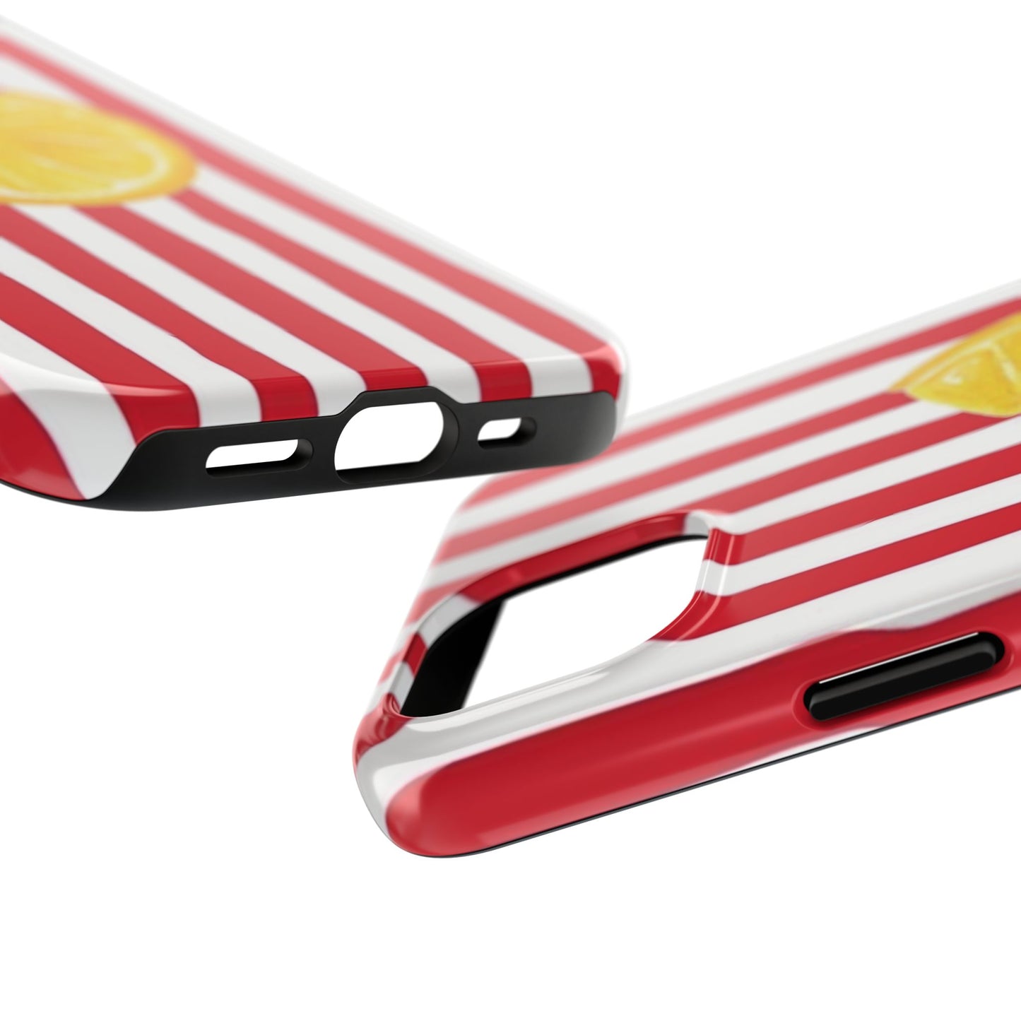 Lemon Slice Red & White Stripe Tough Phone Case