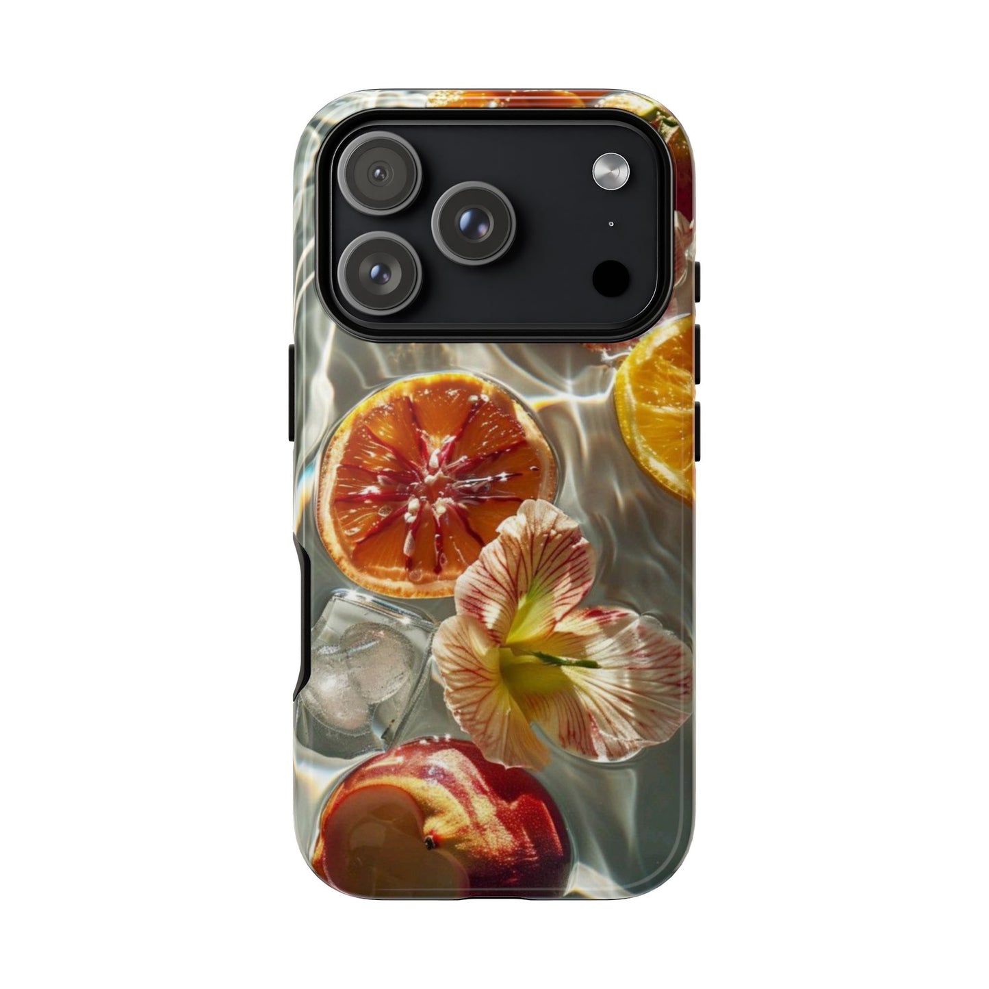 Citrus & Hibiscus Protective Phone Case – Summer Fruit Water Print Tough Case