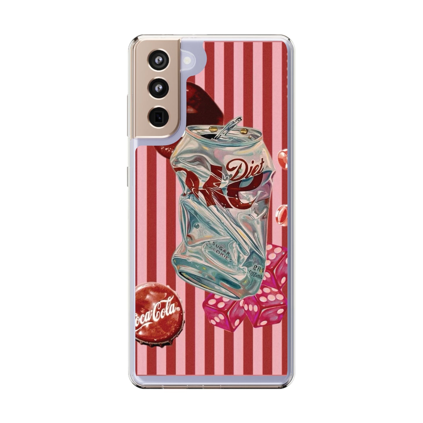 Diet Cola Crush Clear Phone Case – Retro Soda Pop Design