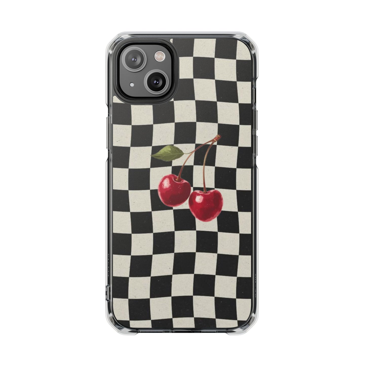 Checkered Cherry Clear Magnetic Impact Phone Case