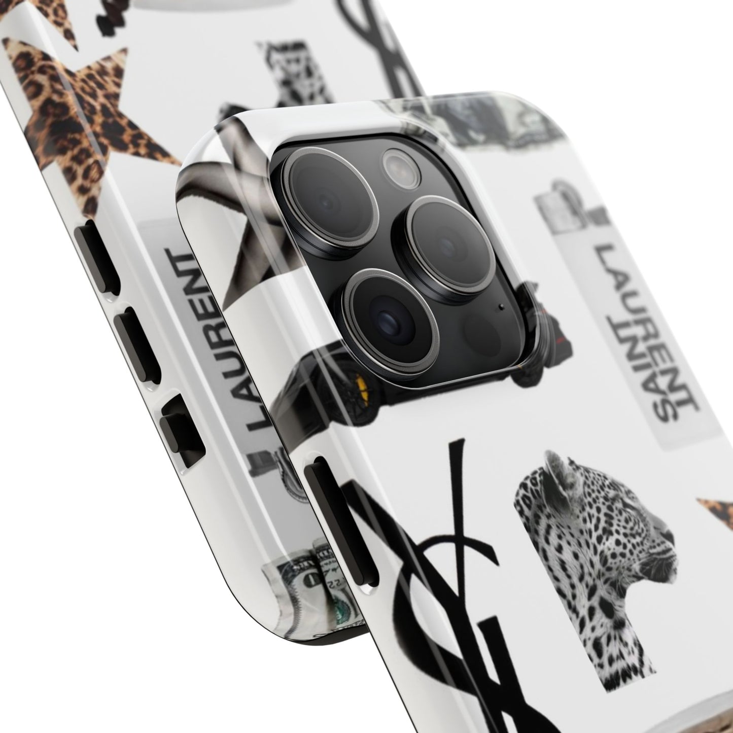 Tough Phone Case — Luxe Fashion Collage with Leopard, Martini & Kiss Print