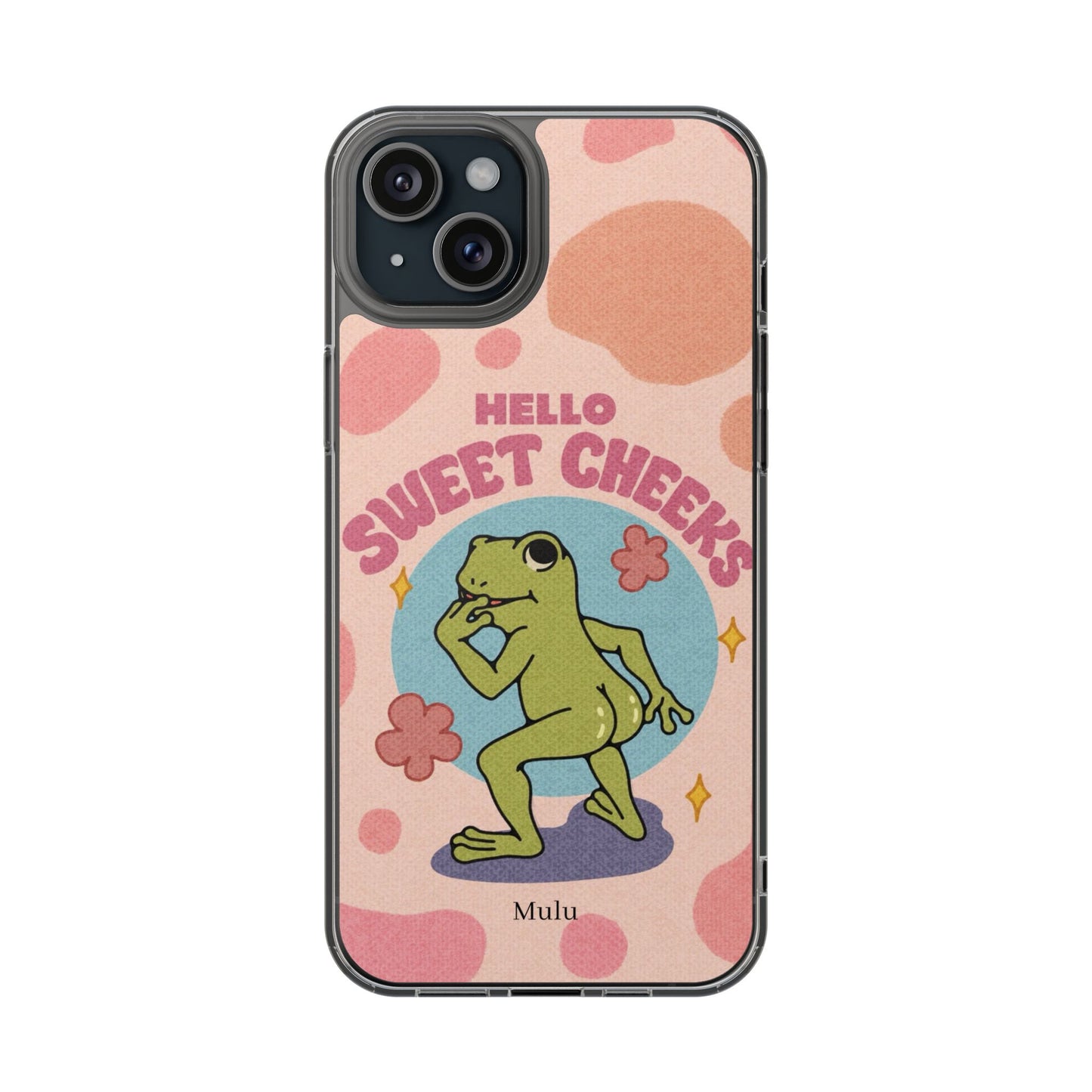 Clear Impact Phone Case — "Hello Sweet Cheeks" Retro Frog Design