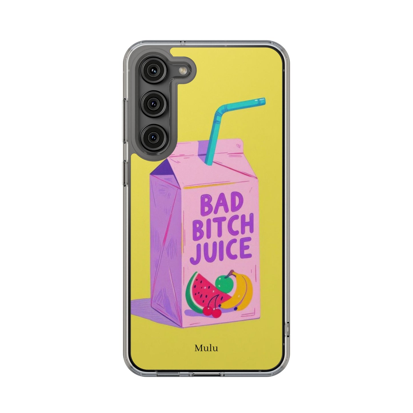 Clear Impact-Resistant Phone Case — "Bad Bitch Juice" Cartoon Juice Box Design