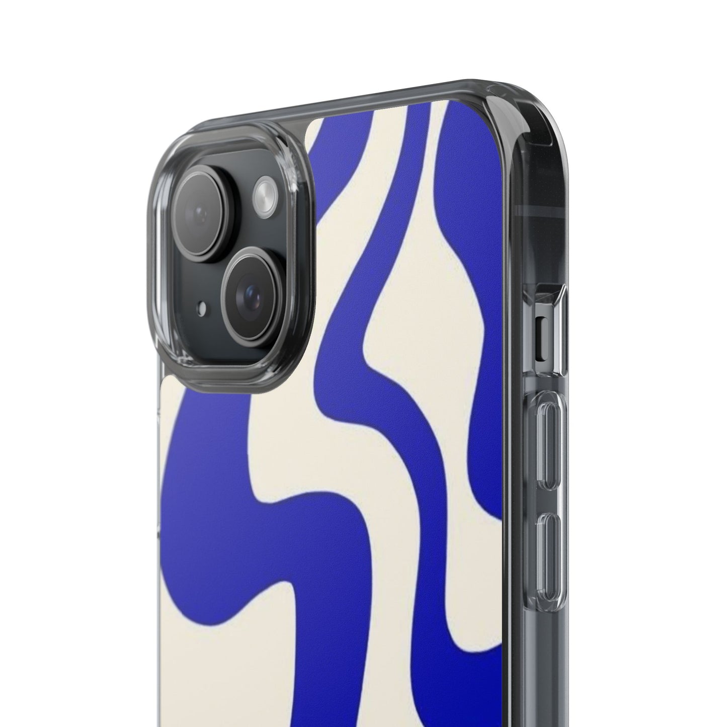 Clear Impact-Resistant Case — Blue Abstract Wavy Pattern