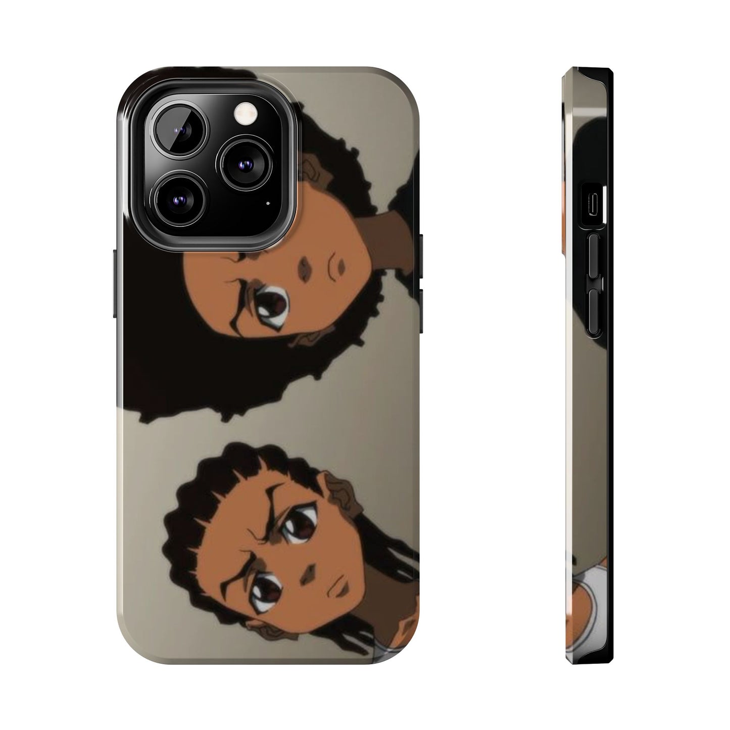 Tough Phone Case — Afro Anime Duo Face Design, Protective Shockproof Cover