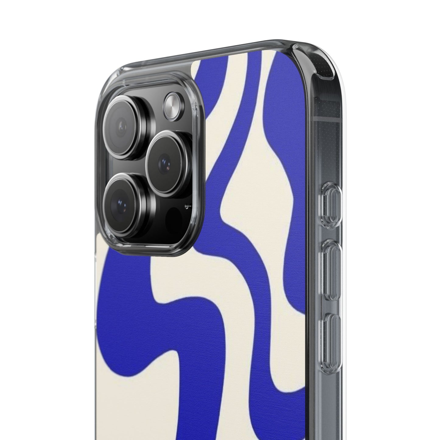 Clear Impact-Resistant Case — Blue Abstract Wavy Pattern