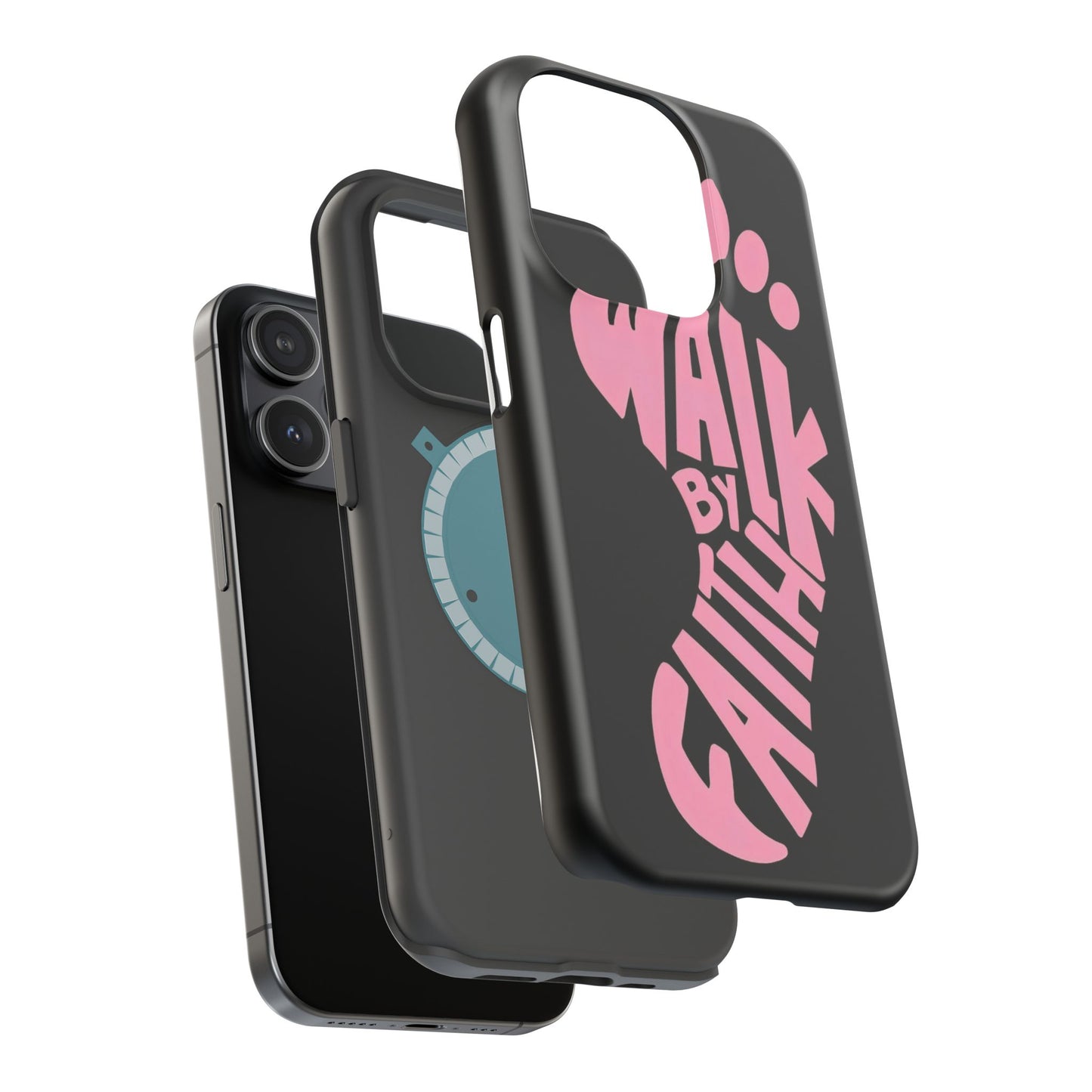 Phone Case — "Walk By Faith" Pink Footprint Magnetic Impact-Resistant Case
