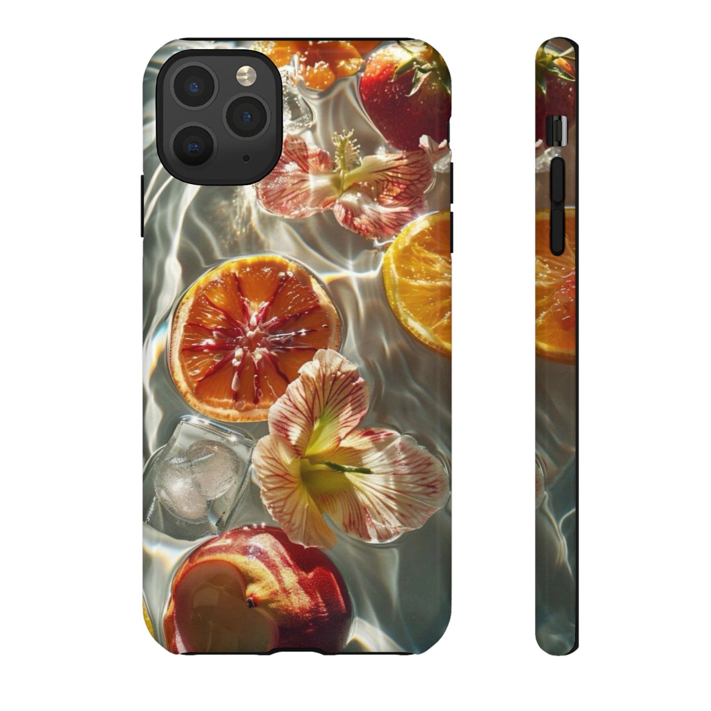 Citrus & Hibiscus Protective Phone Case – Summer Fruit Water Print Tough Case