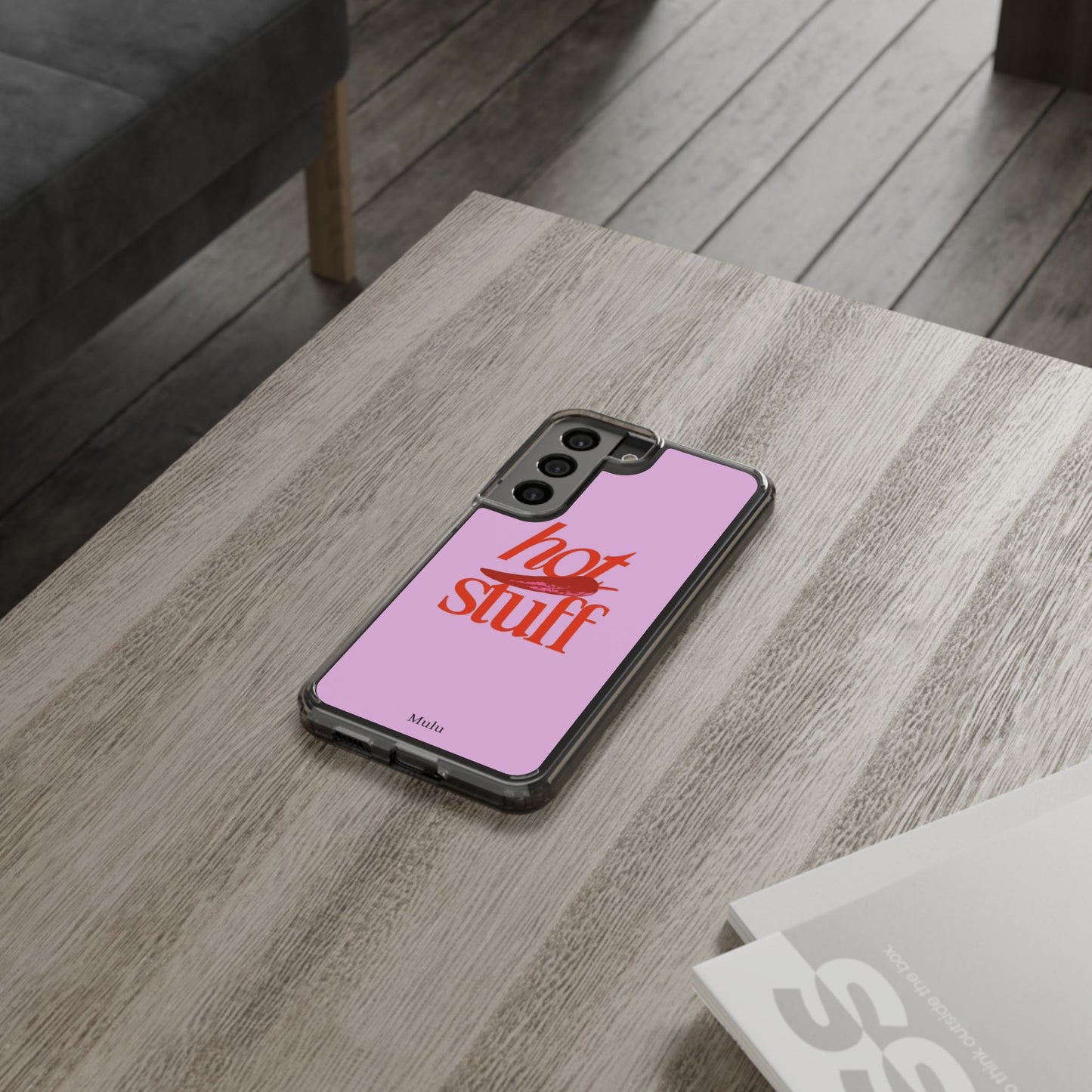 Hot Stuff Clear Impact Phone Case — Pink Retro Typography iPhone Cover