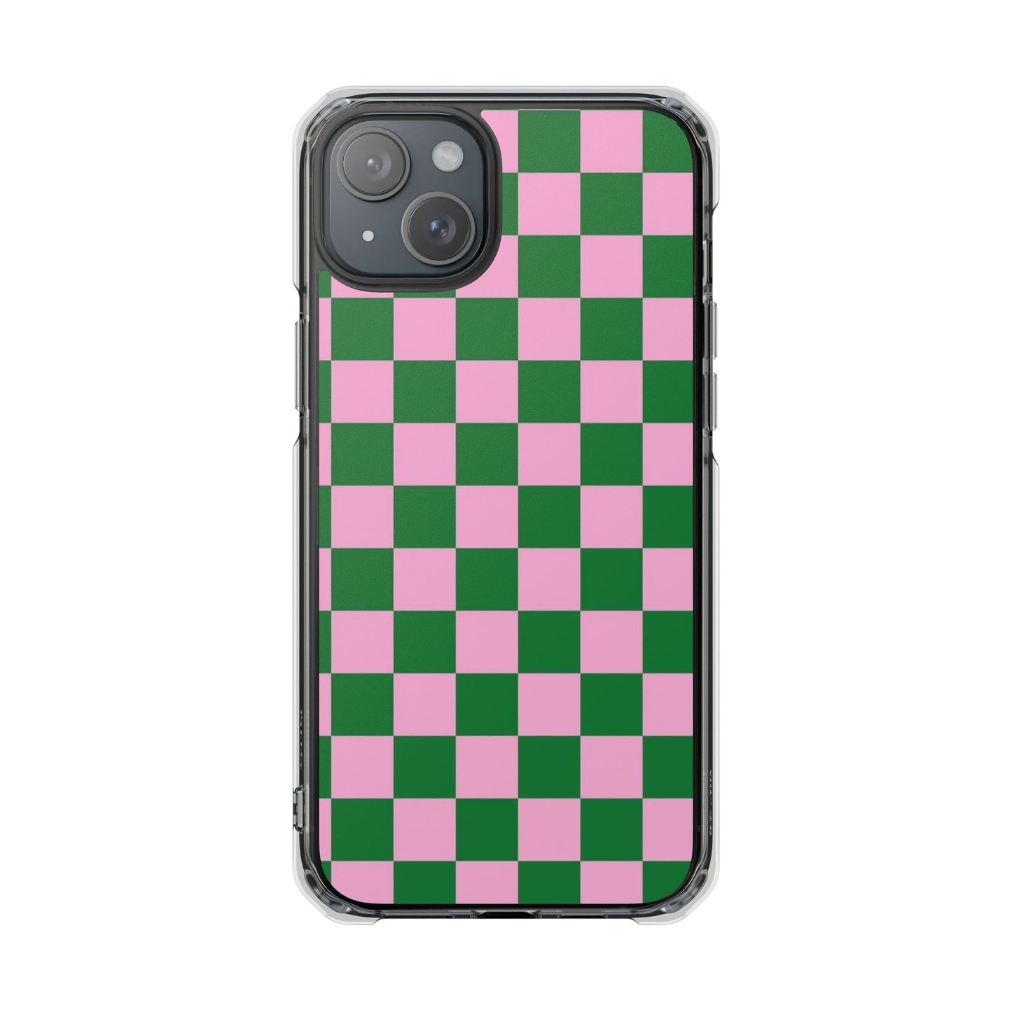 Pink & Green Checkerboard Magnetic Clear Phone Case