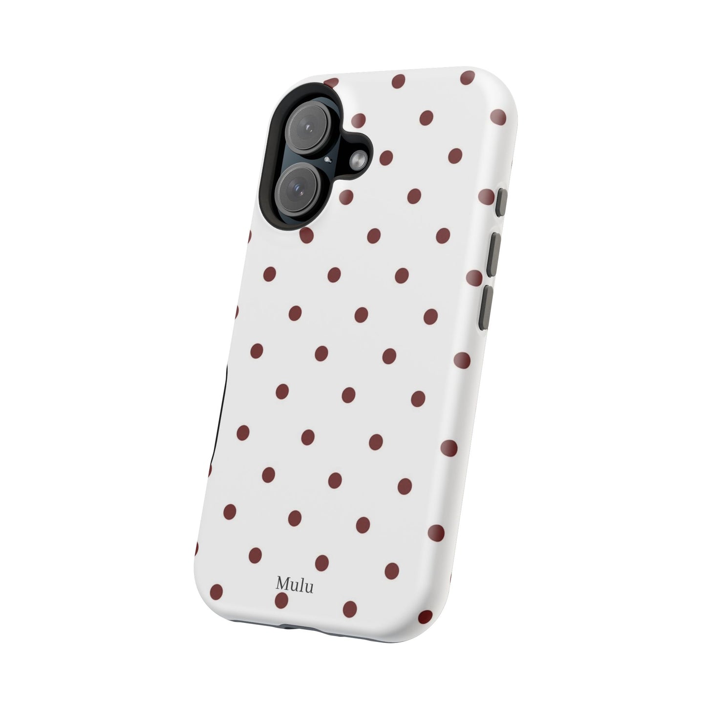 Polka Dot Magnetic Impact-Resistant Phone Case — Red Dots on White