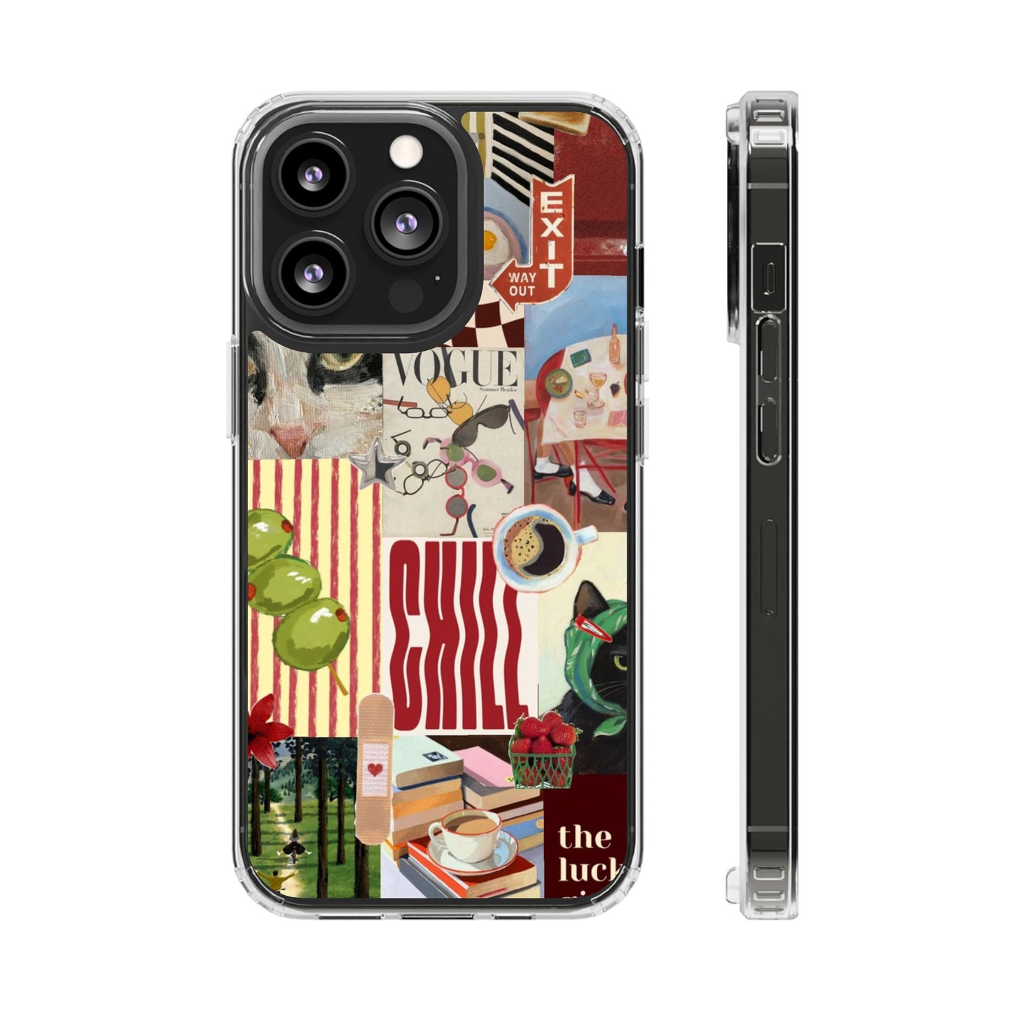 Collage Vintage Aesthetic Clear Impact-Resistant Phone Case