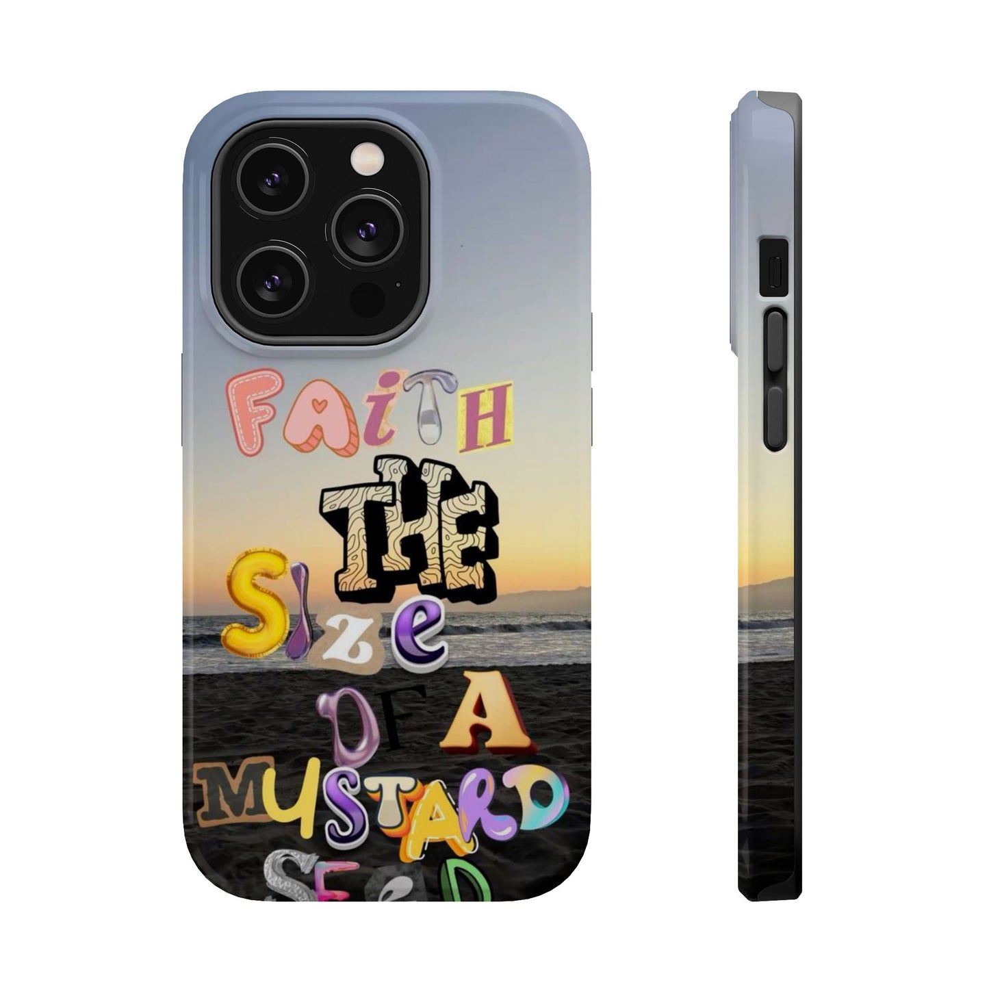 Magnetic Impact-Resistant Phone Case — "Faith the Size of a Mustard Seed" Sunset Design