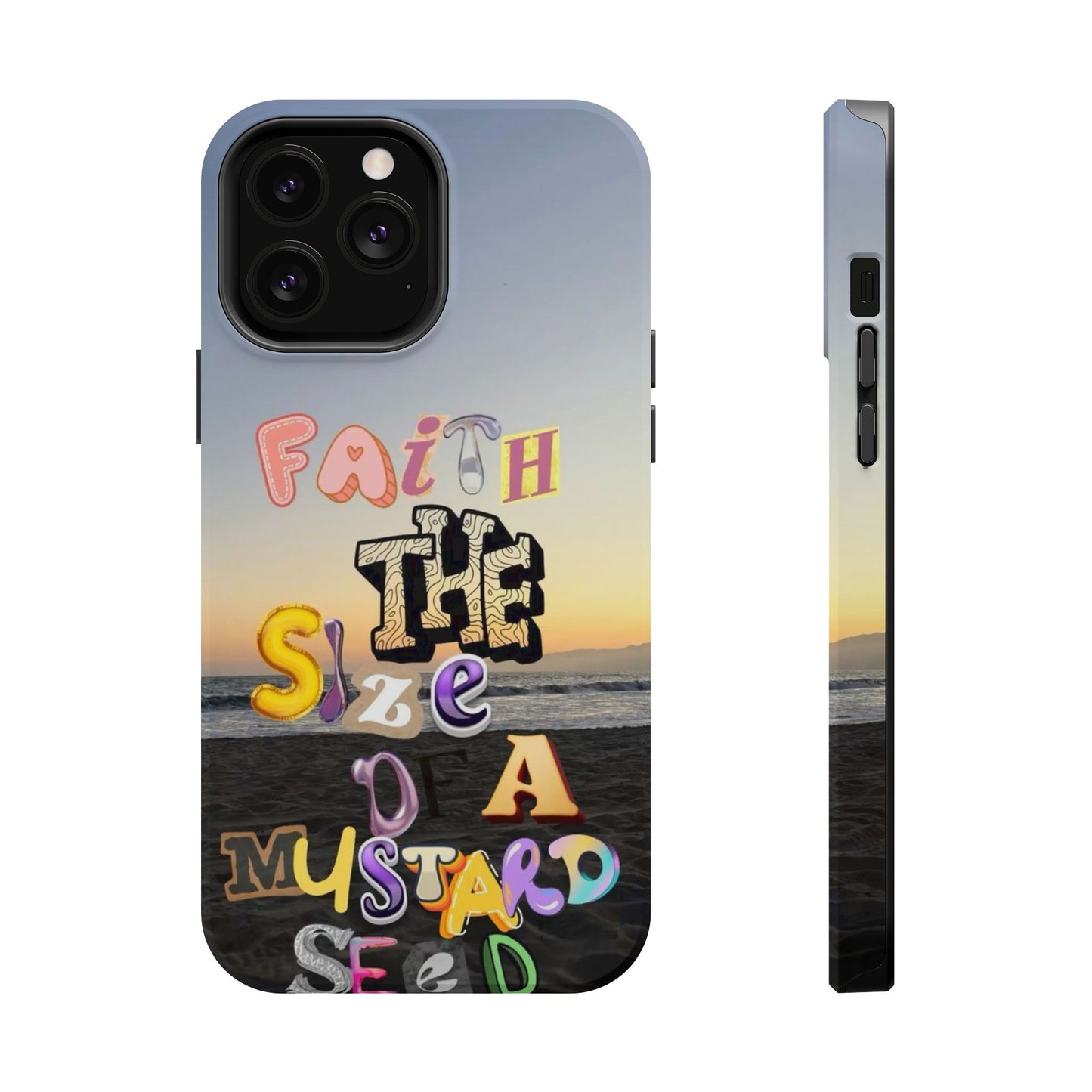 Magnetic Impact-Resistant Phone Case — "Faith the Size of a Mustard Seed" Sunset Design
