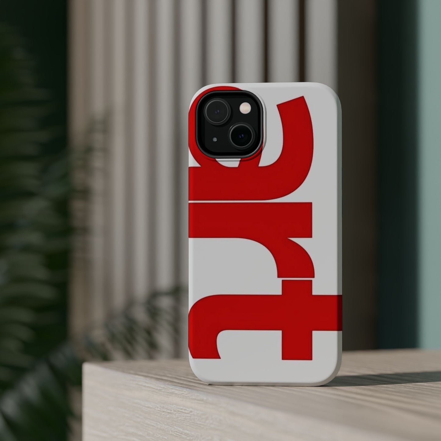 Magnetic Impact-Resistant Phone Case — Bold Red Typographic Design