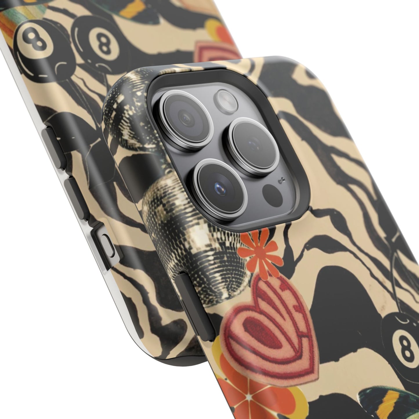 Phone Case — Retro Collage Magnetic Impact-Resistant Case with Butterfly & Zebra Print