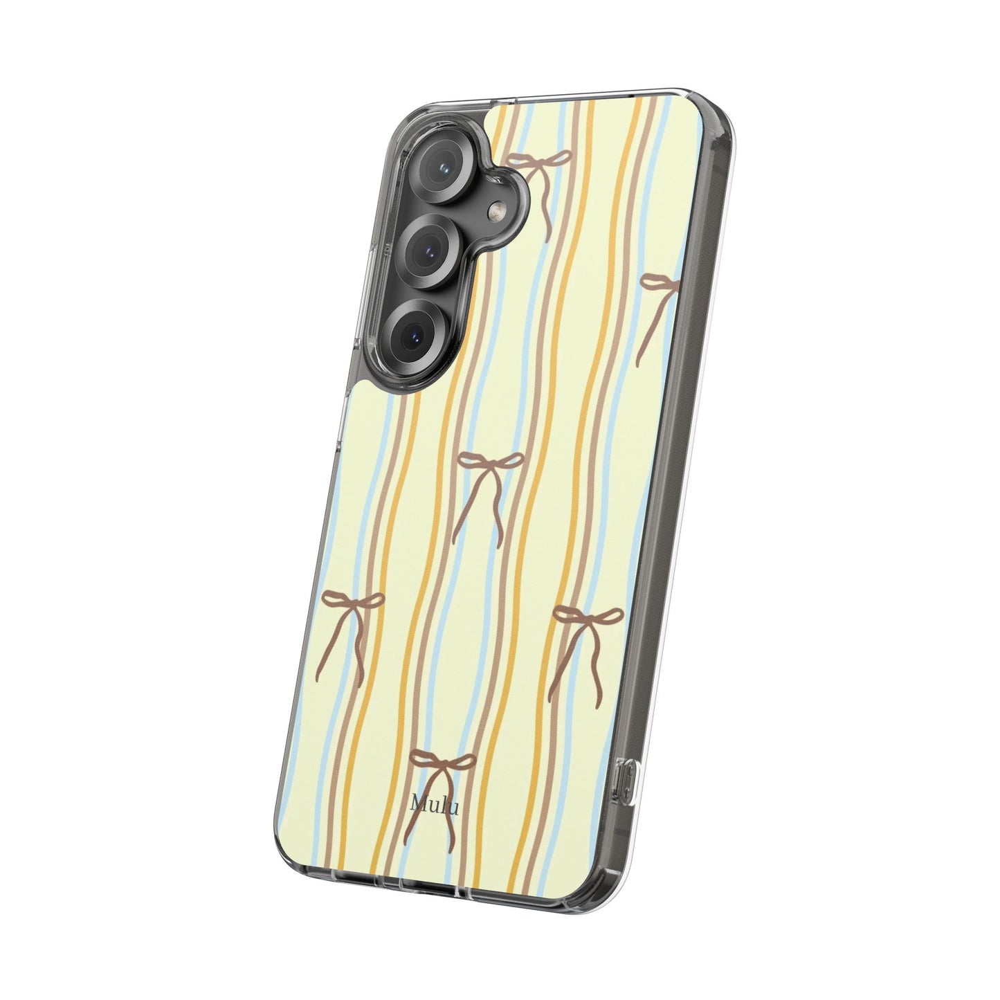 Ballet Ribbon Stripe Clear Impact Phone Case — Pastel Yellow Protective Cover