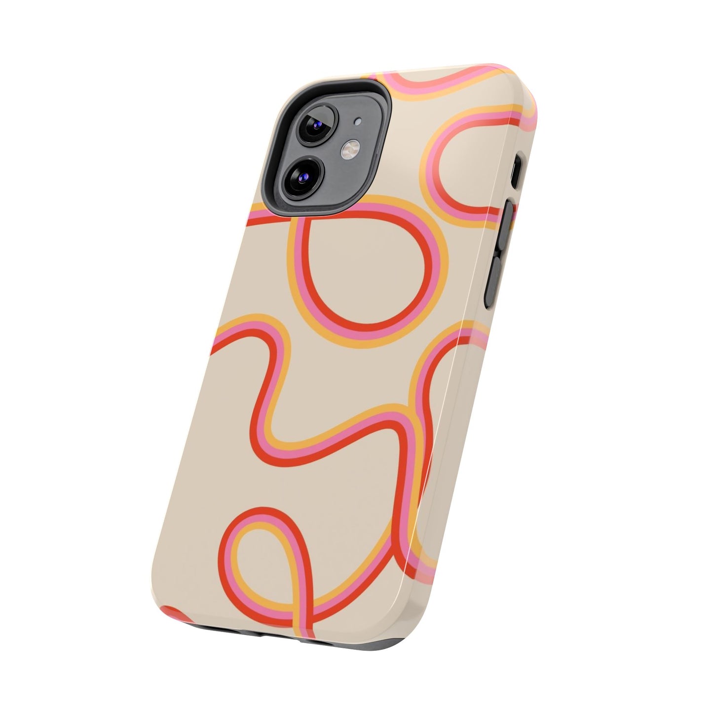 Retro Swirl Tough Phone Case — Beige Pink Orange Abstract Protection