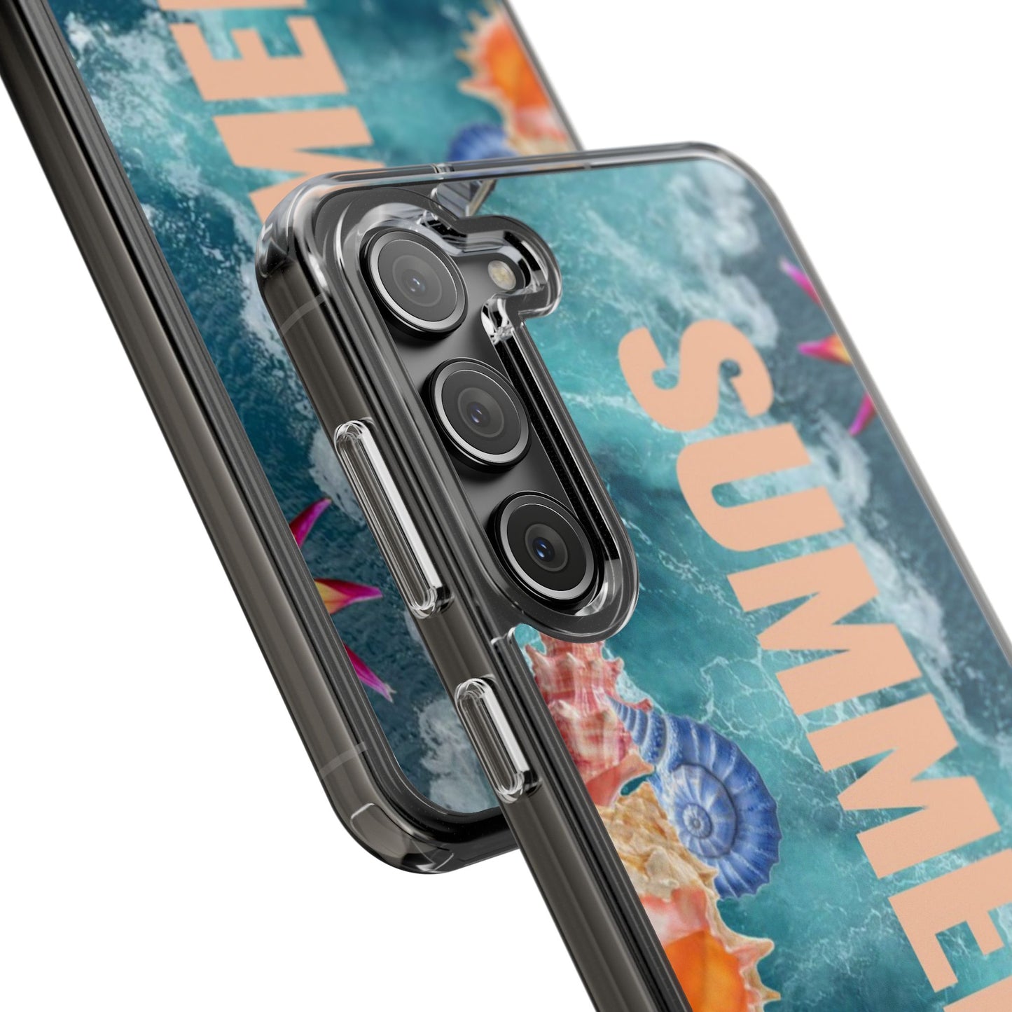 Summer Floral Clear Impact Phone Case — "SUMMER" Tropical Hibiscus Design