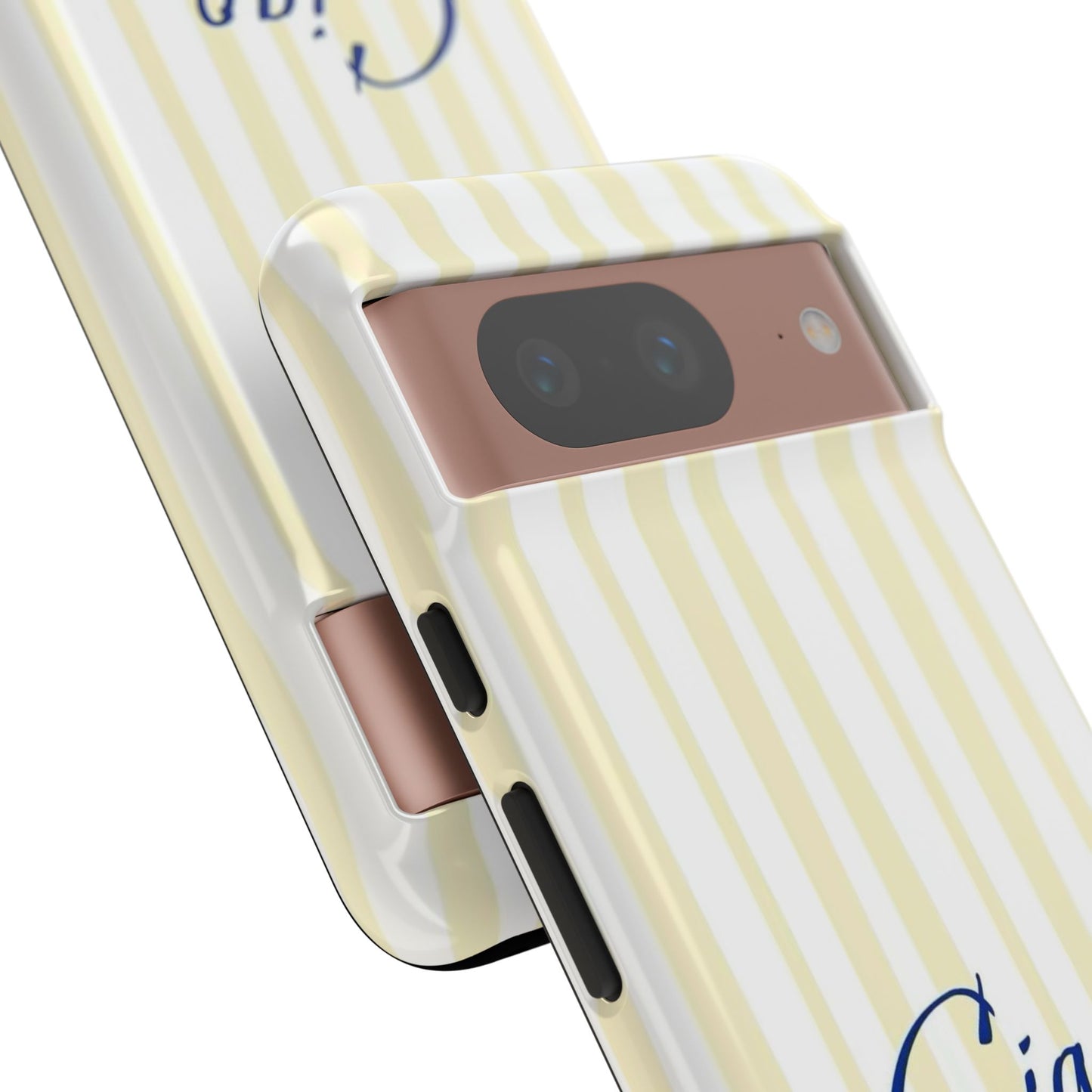 Ciao Bella Phone Case – Striped Elegant Italian Script Protective Cover