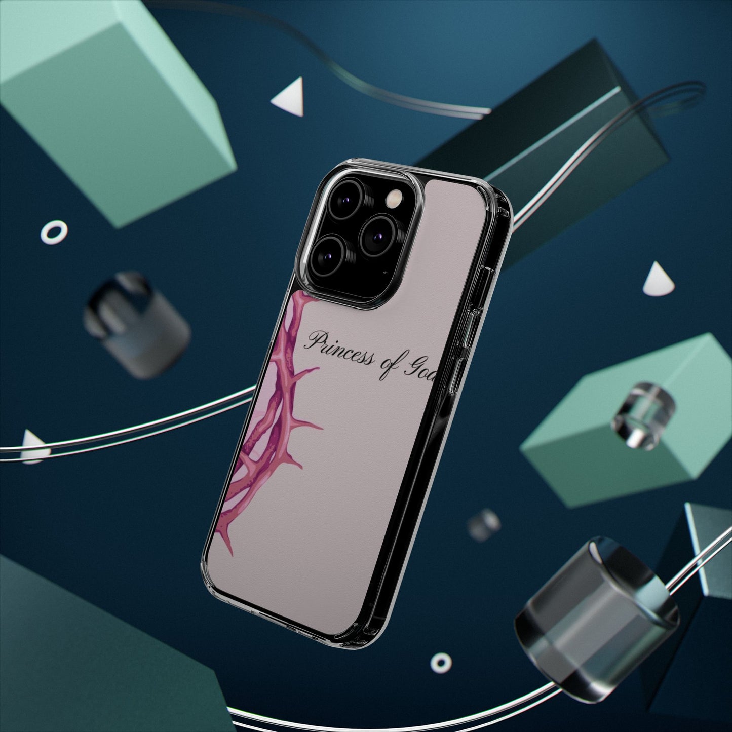 Phone Case — "Princess of God" Pink Crown of Thorns Clear Impact-Resistant Case
