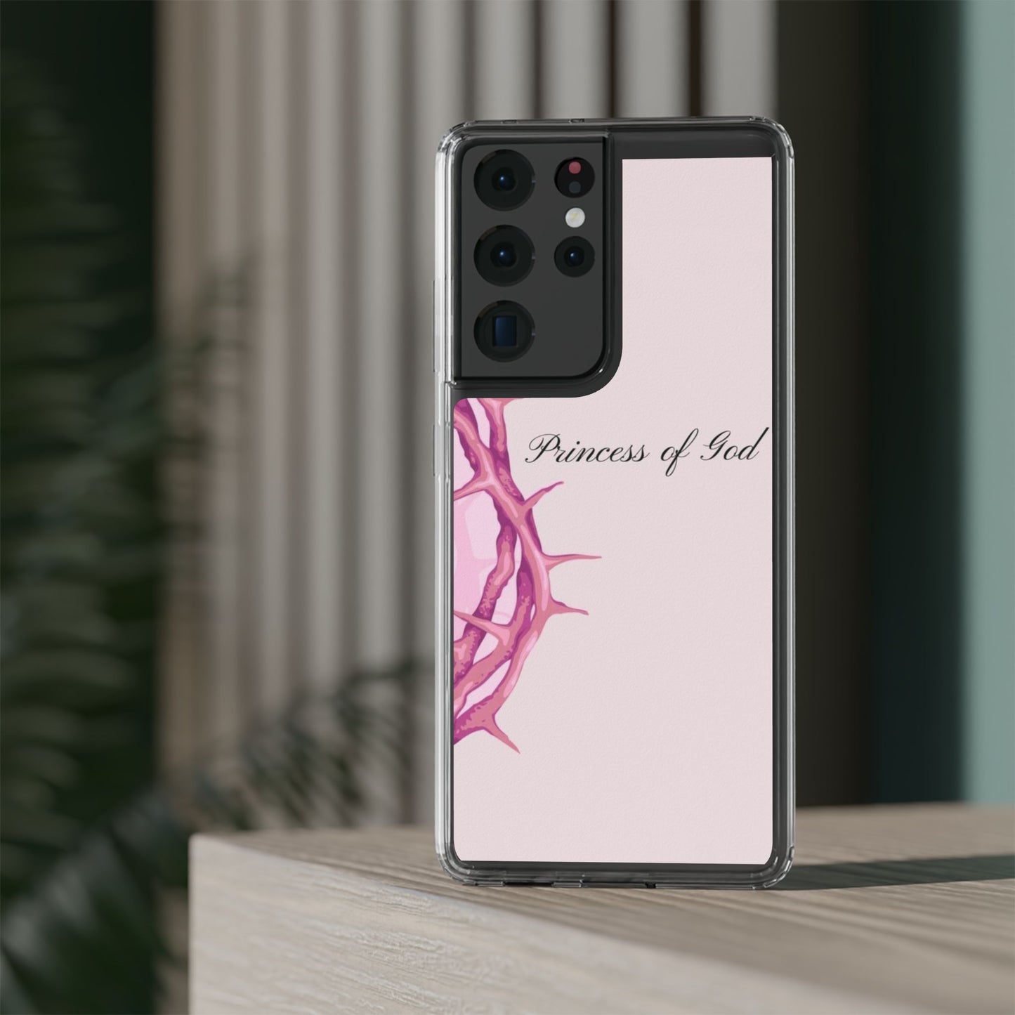 Phone Case — "Princess of God" Pink Crown of Thorns Clear Impact-Resistant Case