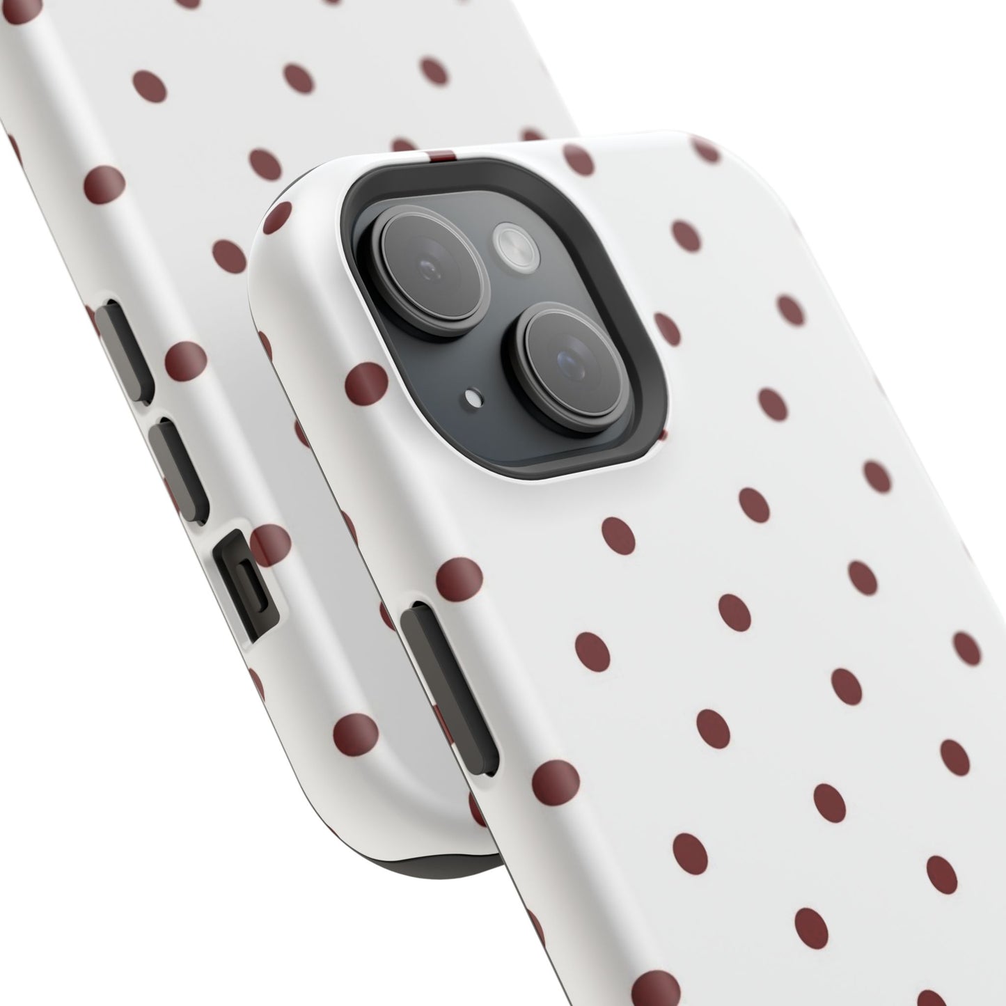 Polka Dot Magnetic Impact-Resistant Phone Case — Red Dots on White