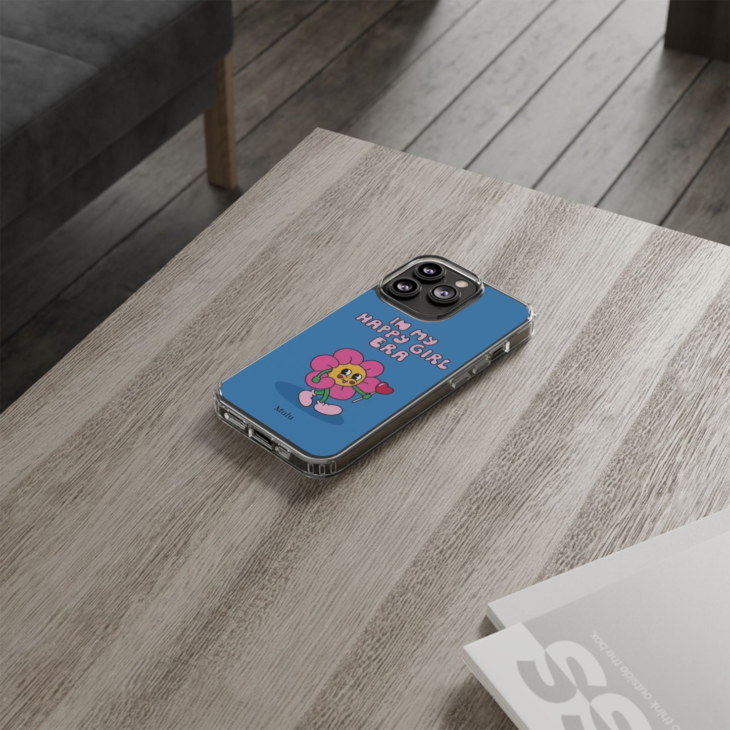 Clear Impact-Resistant Phone Case — “I’m My Happy Girl Era” Cute Flower Design