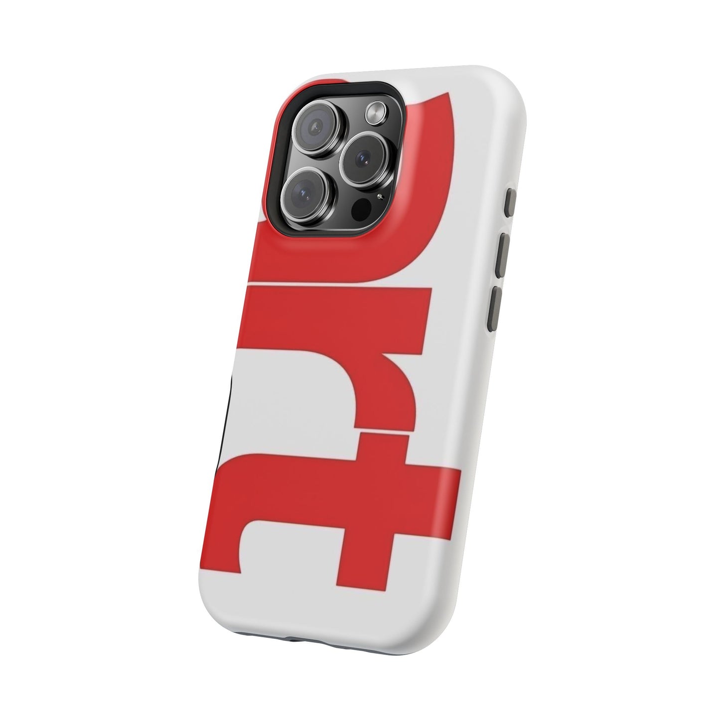 Magnetic Impact-Resistant Phone Case — Bold Red Typographic Design