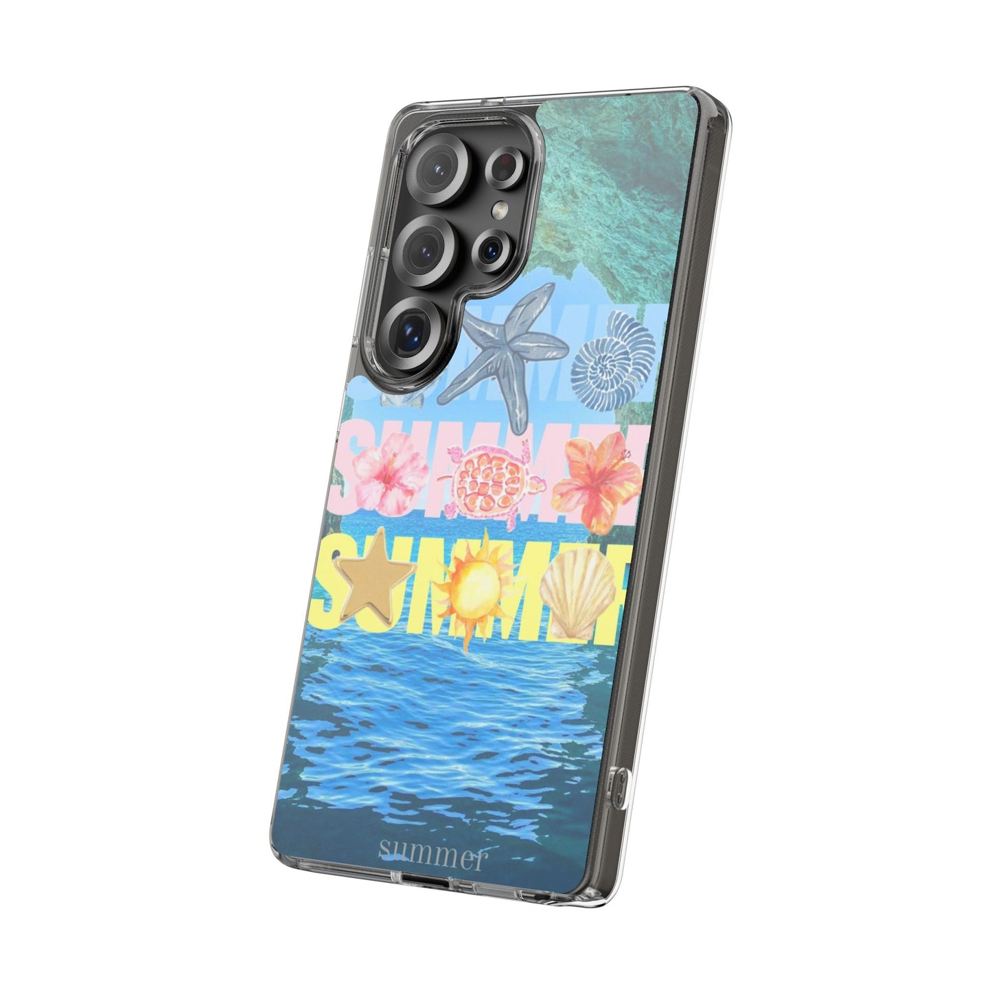 Clear Summer Beach Phone Case — Impact‑Resistant Tropical Design