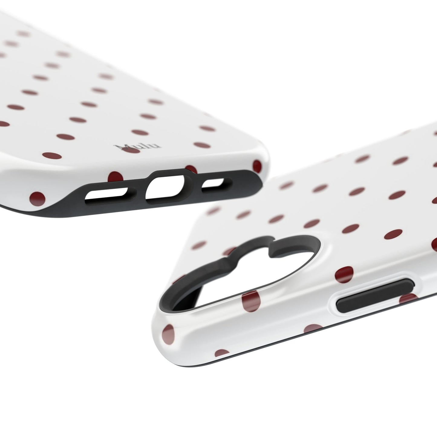 Polka Dot Magnetic Impact-Resistant Phone Case — Red Dots on White