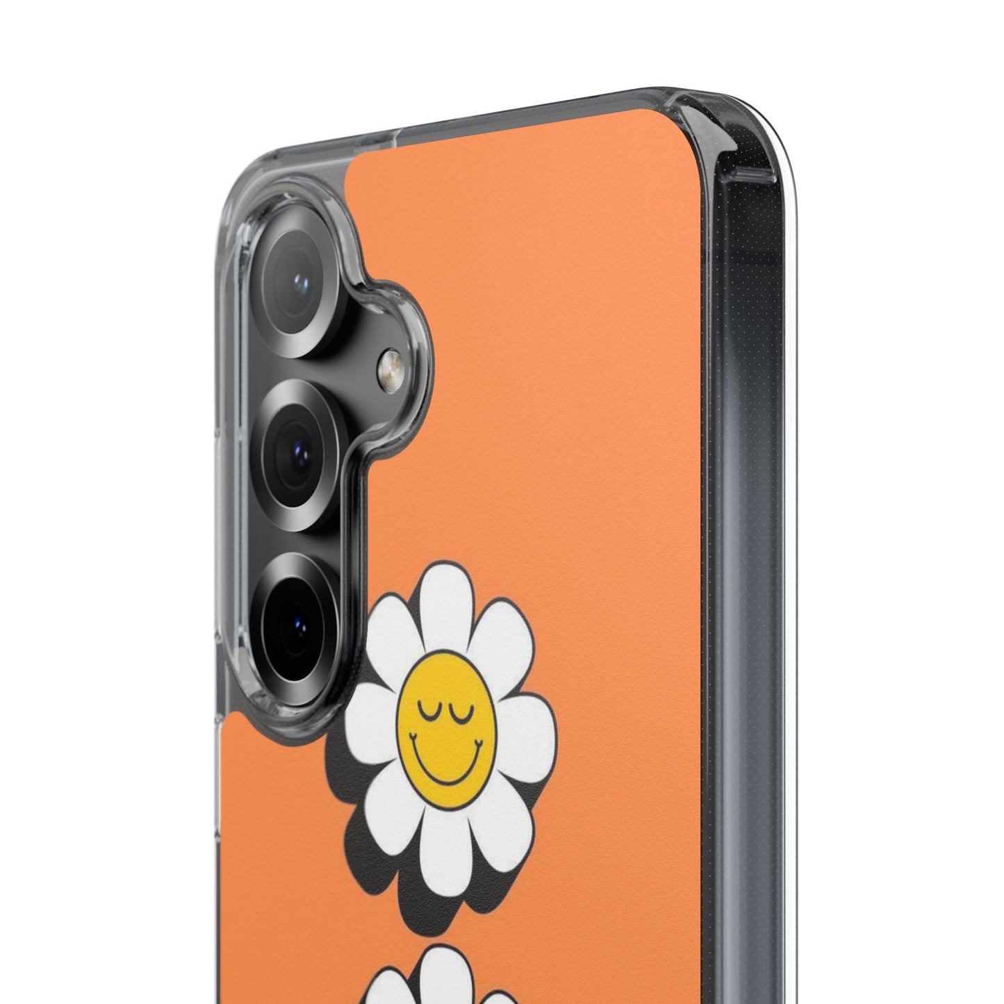 Phone Case — Orange Smiley Daisy Clear Impact‑Resistant Case