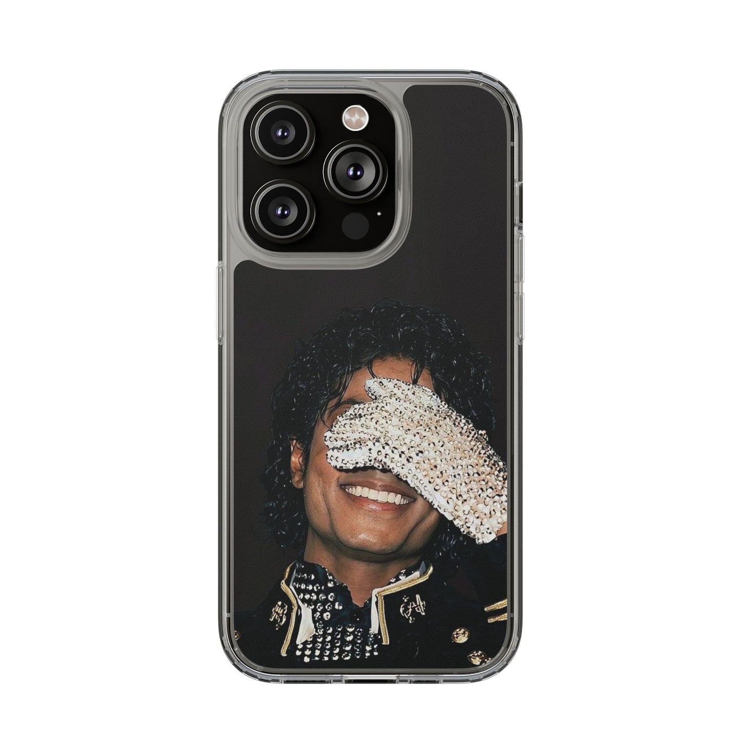 Michael Jackson Smiling Portrait Clear Phone Case — Retro Pop Icon Design