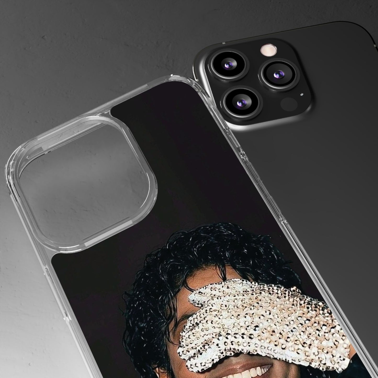 Michael Jackson Smiling Portrait Clear Phone Case — Retro Pop Icon Design