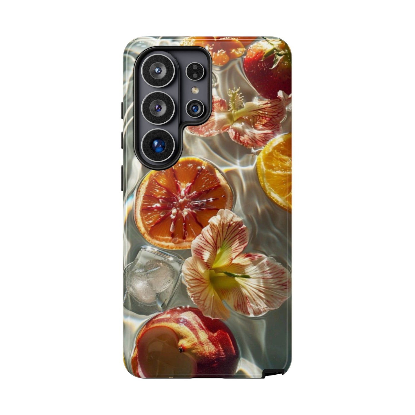 Citrus & Hibiscus Protective Phone Case – Summer Fruit Water Print Tough Case