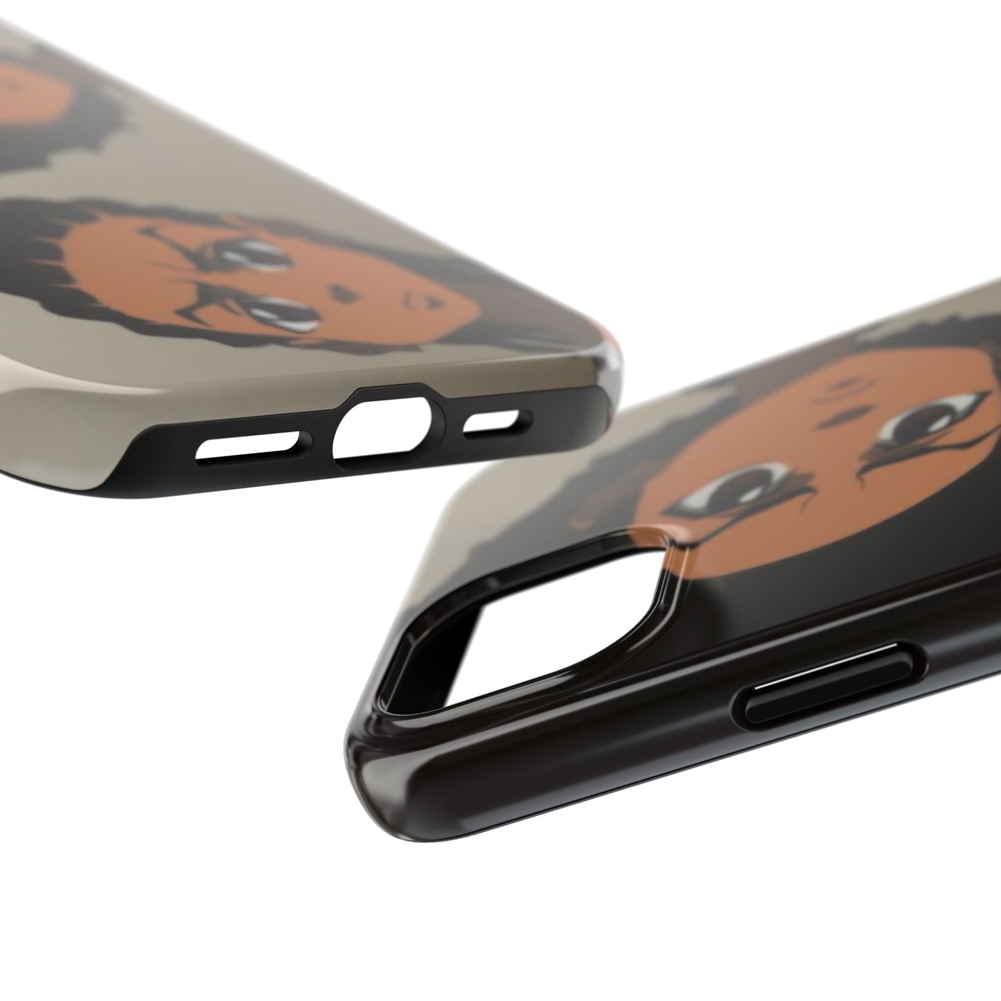Tough Phone Case — Afro Anime Duo Face Design, Protective Shockproof Cover