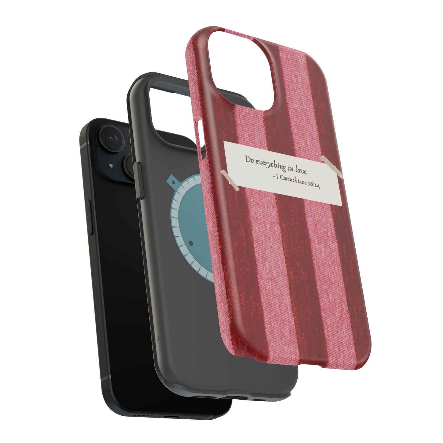 Christian Quote Red Stripe Phone Case — “Do everything in love” Magnetic Impact-Resistant Case