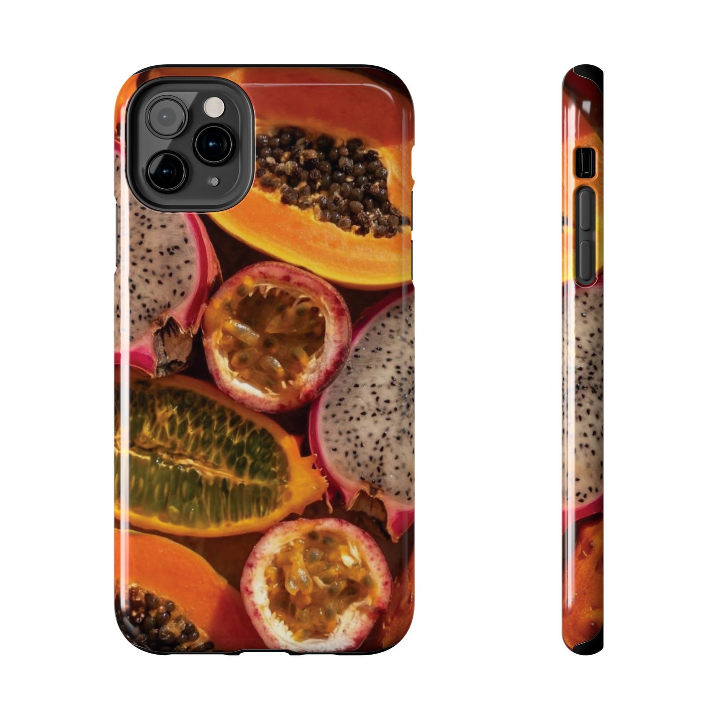 Tropical Fruit Tough Phone Case — Papaya & Dragon Fruit Design
