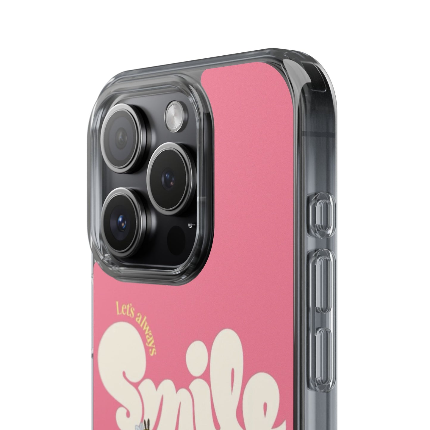 Clear Impact-Resistant Phone Case — Pink 'Smile' Flower Design