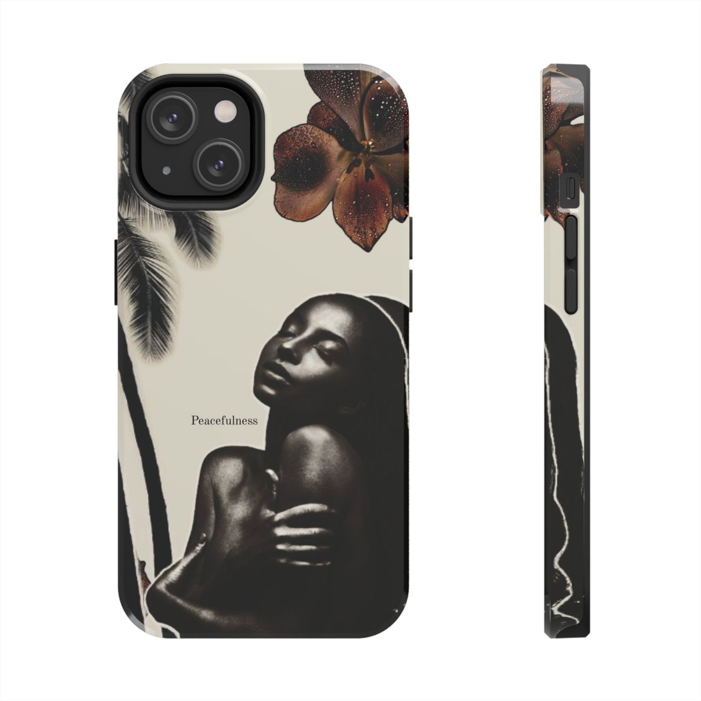 Tough Phone Case — "Peacefulness" Artistic Black Woman Floral Design