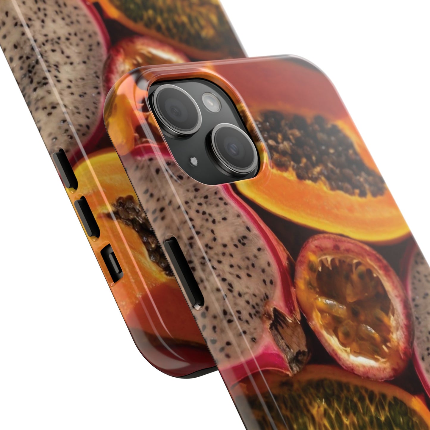 Tropical Fruit Tough Phone Case — Papaya & Dragon Fruit Design
